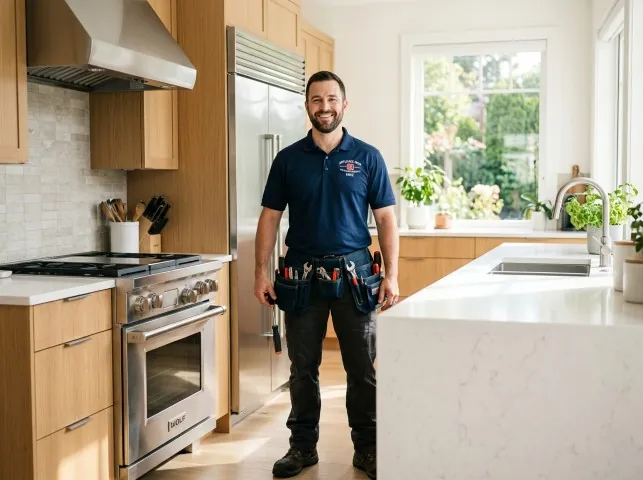 Appliance Repair Hero technician in a Bryans Road, MD kitchen after an appliance repair